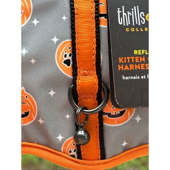 Thrills & Chills Reflective Halloween Kitten Harness and Leash Set with Pumpkin - Picture 3 of 9